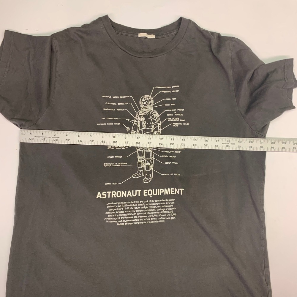 Astronaut Equipment Space Suit Schematic Graphic T-Shirt Faded Black Mens XL - Picture 14 of 16